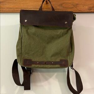 Olive Green Canvas Backpack - Classic,‎ 11x4” depth